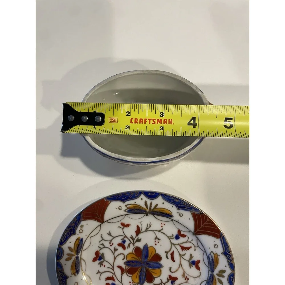 Vintage Japanese Imari Hand Painted porcelain bowl saucer set Mid-20th century